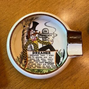 Vintage hand painted Arkansas porcelain ashtray made in England Carlton ware